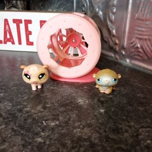 Littlest Pet Shop Hamster Wheel With Animals #54 #1341 Figures Miniature Toy Lot